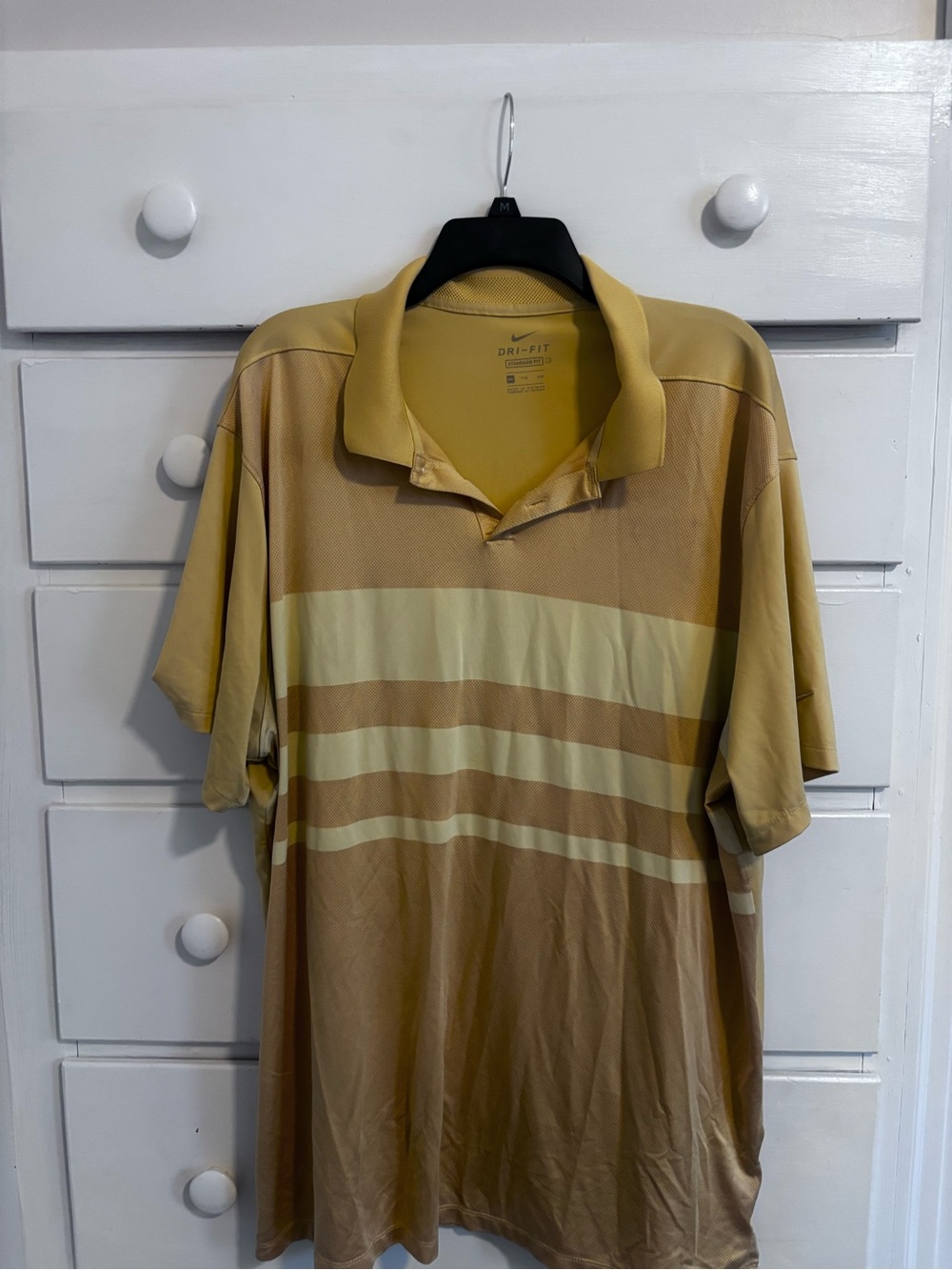 Nike Golf Men's Striped Polo in Yellow and Tan